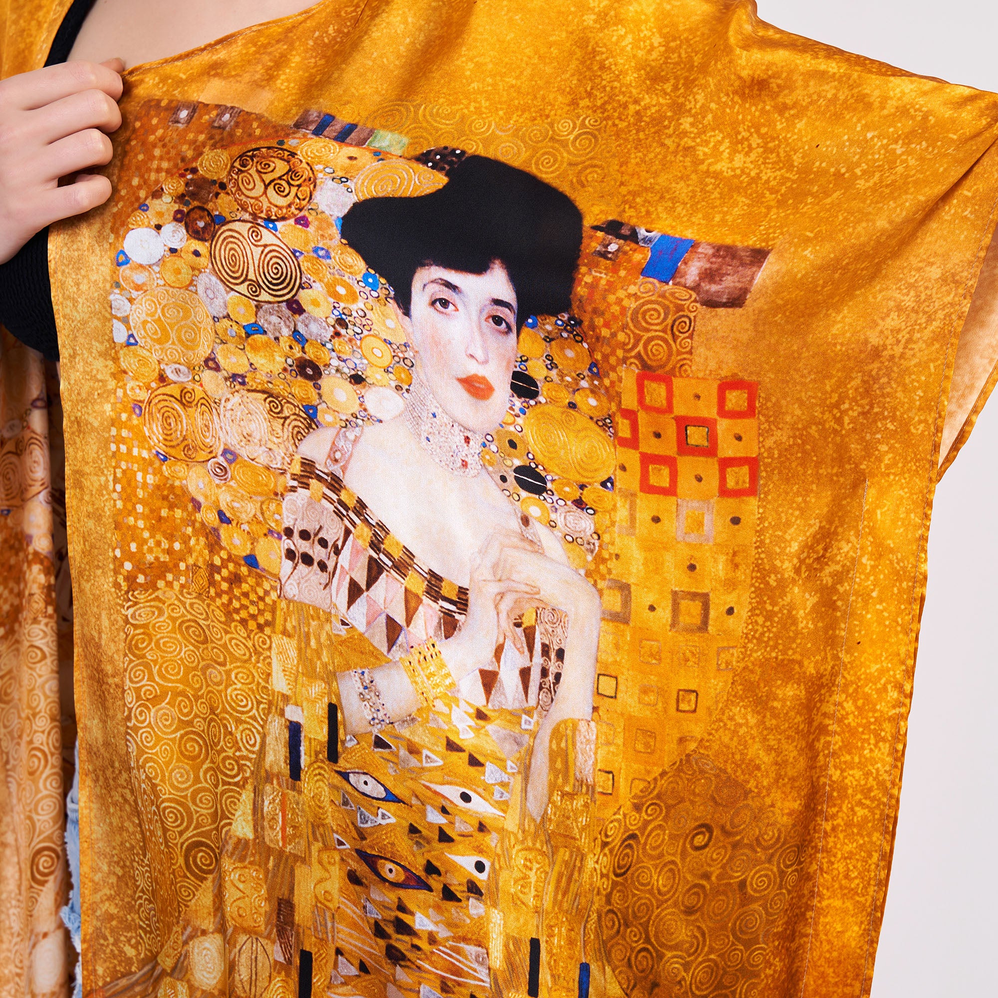 %100 İpek Kısa Kimono Pareo | Gustav Klimt Adele Bloch Bauer | Nomads Felt