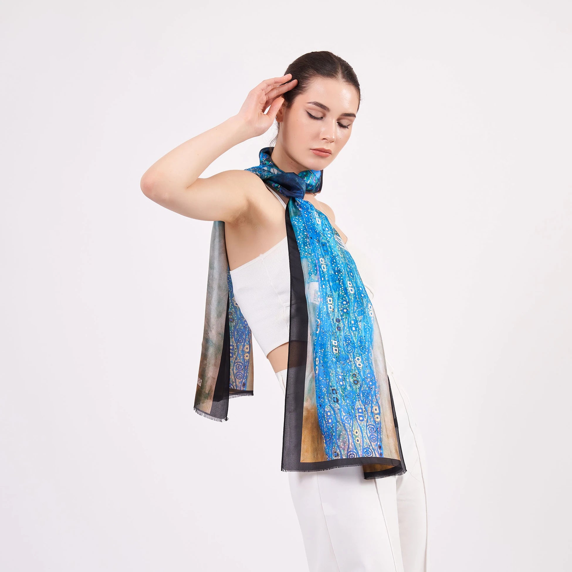 Vual İpek Fular | 55x180 cm | Gustav Klimt Emilie Floge | Nomads Felt