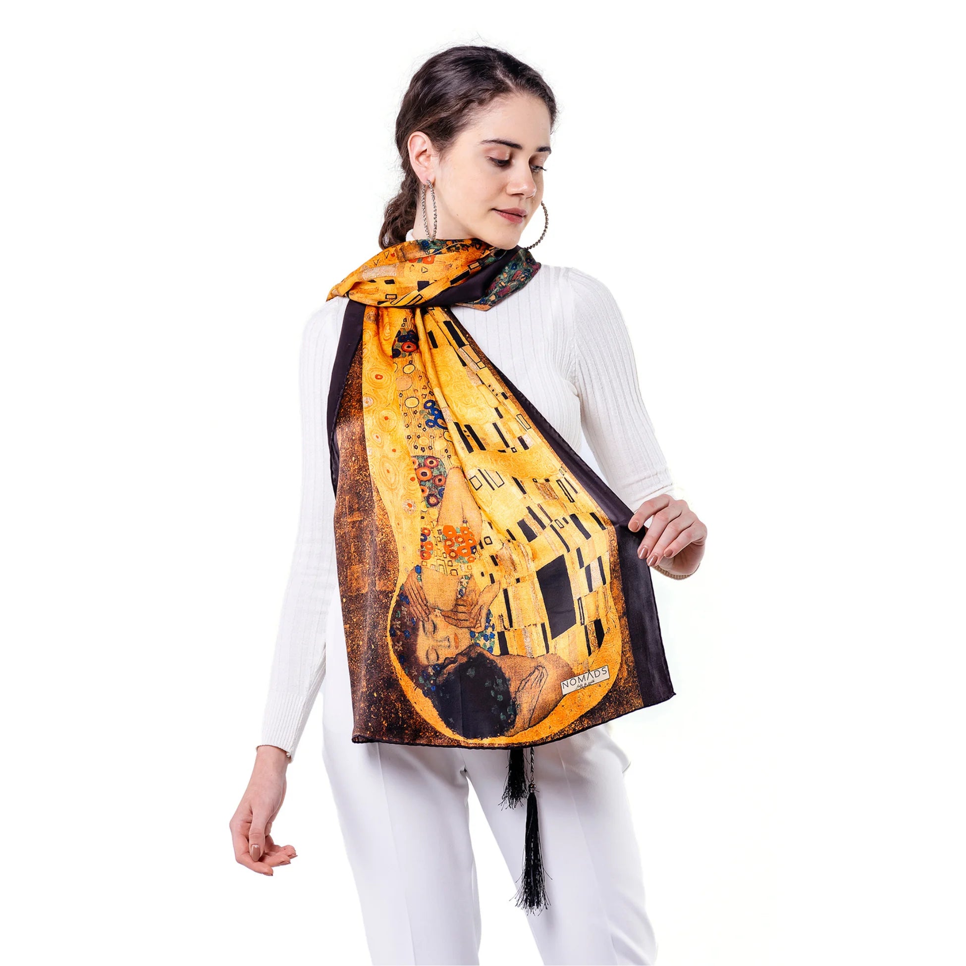 %100 İpek Fular | Gustav Klimt The Kiss 55x180 cm | Nomads Felt